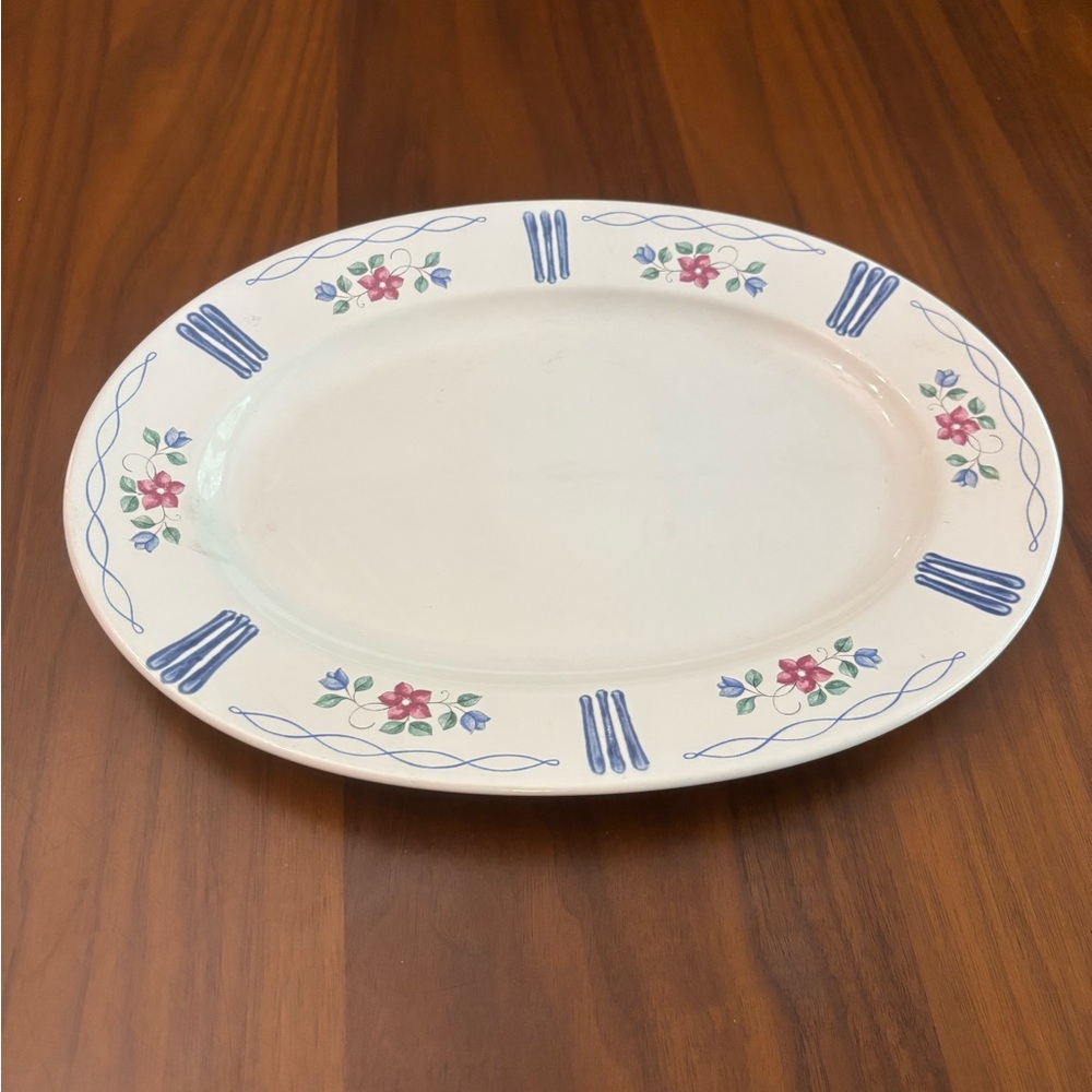 Pfaltzgraff Bonnie Brae 12” Oval Floral Serving Platter Stoneware Cottage Dish